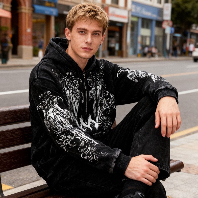 Streetwear Washed Vintage Zip-up Hoodies