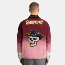 Custom Vintage Washed Spray Workwear Jacket | Rivet & Rhinestone | Distressed Work Jacket | OEM Jacket