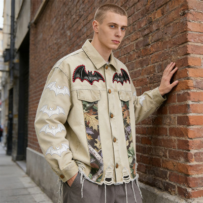 Custom Vintage Distressed Patchwork Workwear Jacket | Applique & Rhinestone | Custom Streetwear Manufacturer | OEM Jacket