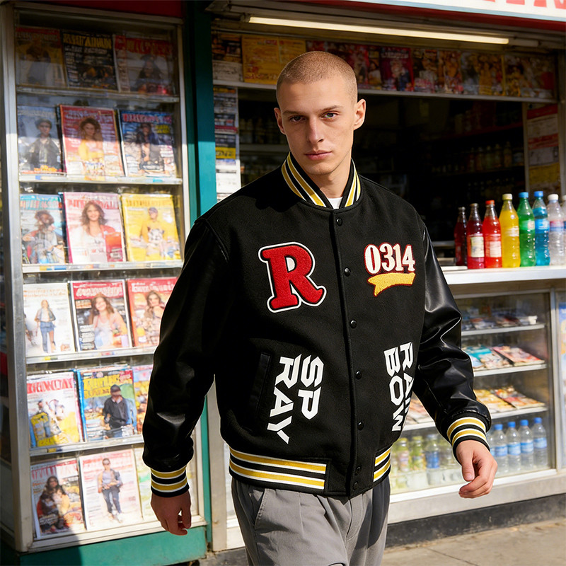 Custom Vintage Towel Embroidery Baseball Jacket