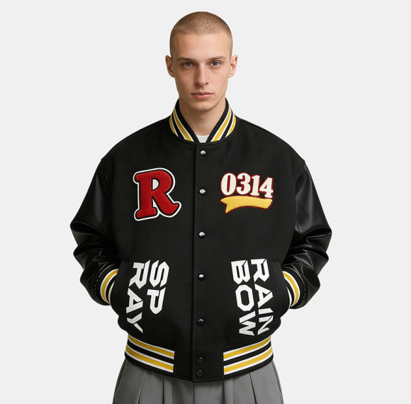 Custom Vintage Towel Embroidery Baseball Jacket | Screen Print | PU Leather Fabric | Custom Streetwear Manufacturer