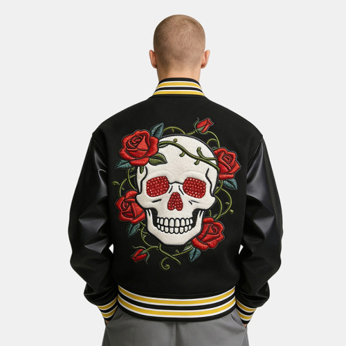 Custom Vintage Towel Embroidery Baseball Jacket | Screen Print | PU Leather Fabric | Custom Streetwear Manufacturer