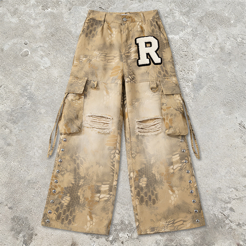 Custom Towel & Applique Embroidery Cargo Pants