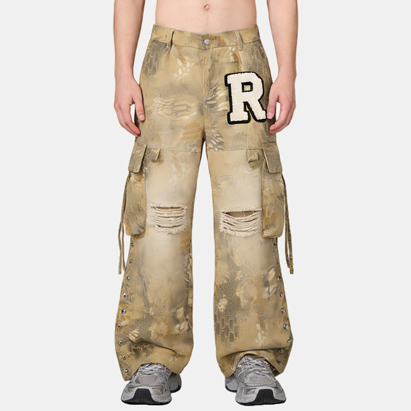 Custom Towel & Applique Embroidery Cargo Pants
