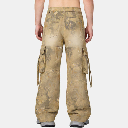 Custom Towel & Applique Embroidery Cargo Pants | Digital Print  | Custom Streetwear Manufacturer