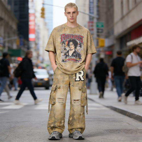 Custom Towel & Applique Embroidery Cargo Pants | Digital Print  | Custom Streetwear Manufacturer