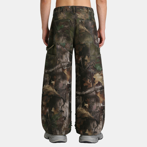 Custom Camouflage Applique Embroidery Cargo Pants | Rivet | Digital Print | Custom Streetwear Manufacturer