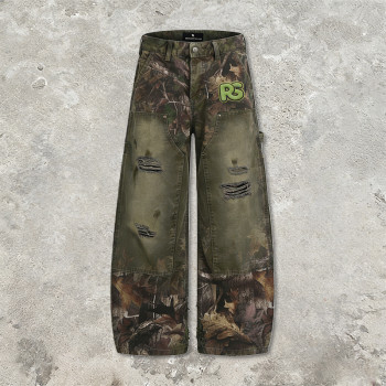 Custom Camouflage Applique Embroidery Cargo Pants | Rivet | Digital Print | Custom Streetwear Manufacturer