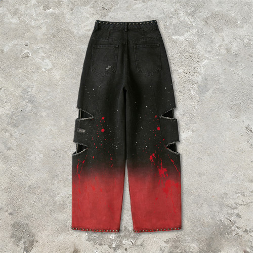 Custom Washed Distressed Ripped Cargo Pants | Rivet | Rhinestone | Custom Streetwear Manufacturer