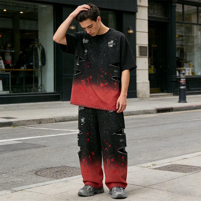 Custom Washed Distressed Ripped Cargo Pants