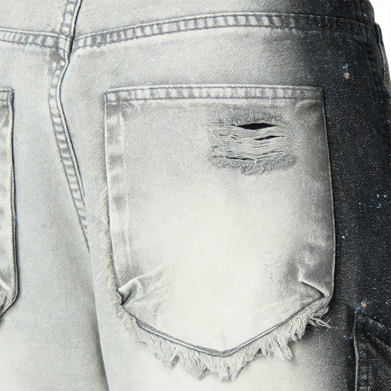 Custom Washed Distressed Ripped Cargo Pants