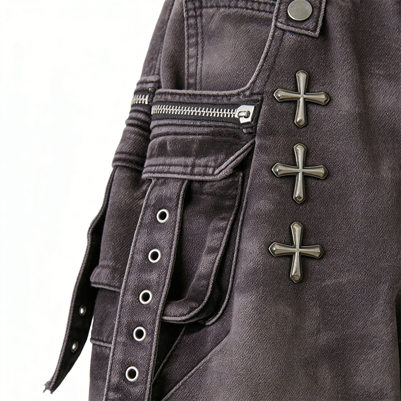 Original Design Patch Embroidery Rivet Cargo Pants