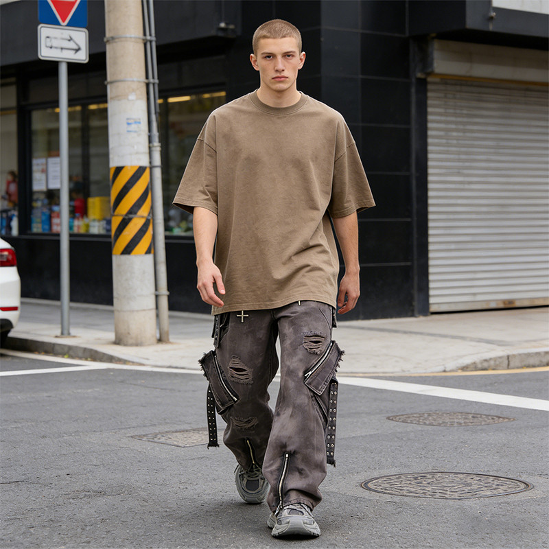 Original Design Patch Embroidery Rivet Cargo Pants
