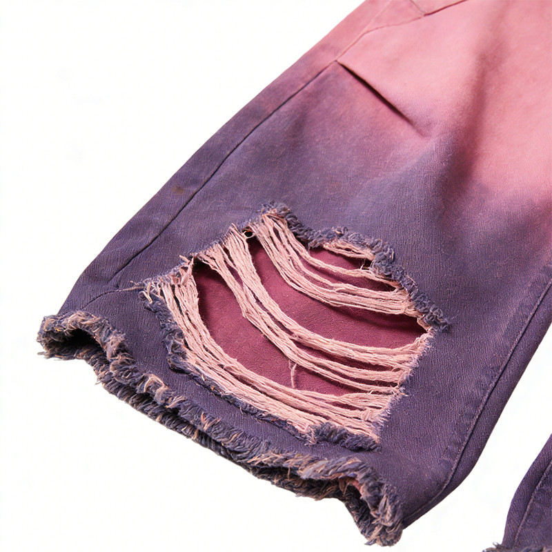 Original Design Splash Paint Ripped Rivet Cargo Pants