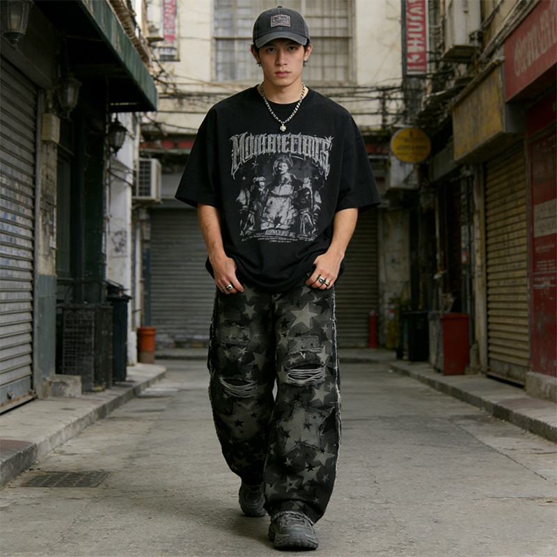 Original Design Digital Print Rivet Cargo Pants