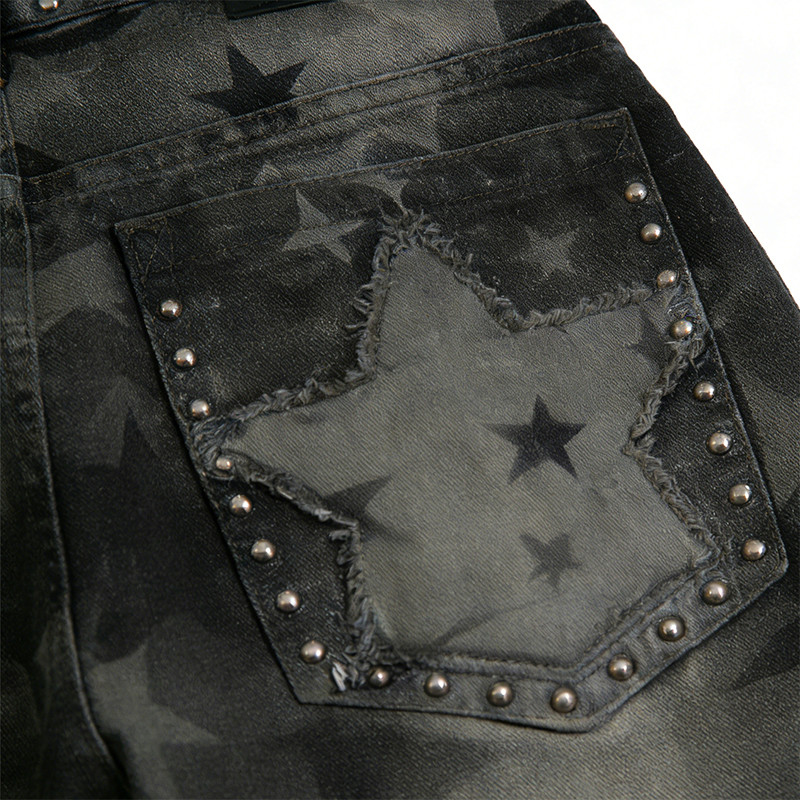 Original Design Digital Print Rivet Cargo Pants