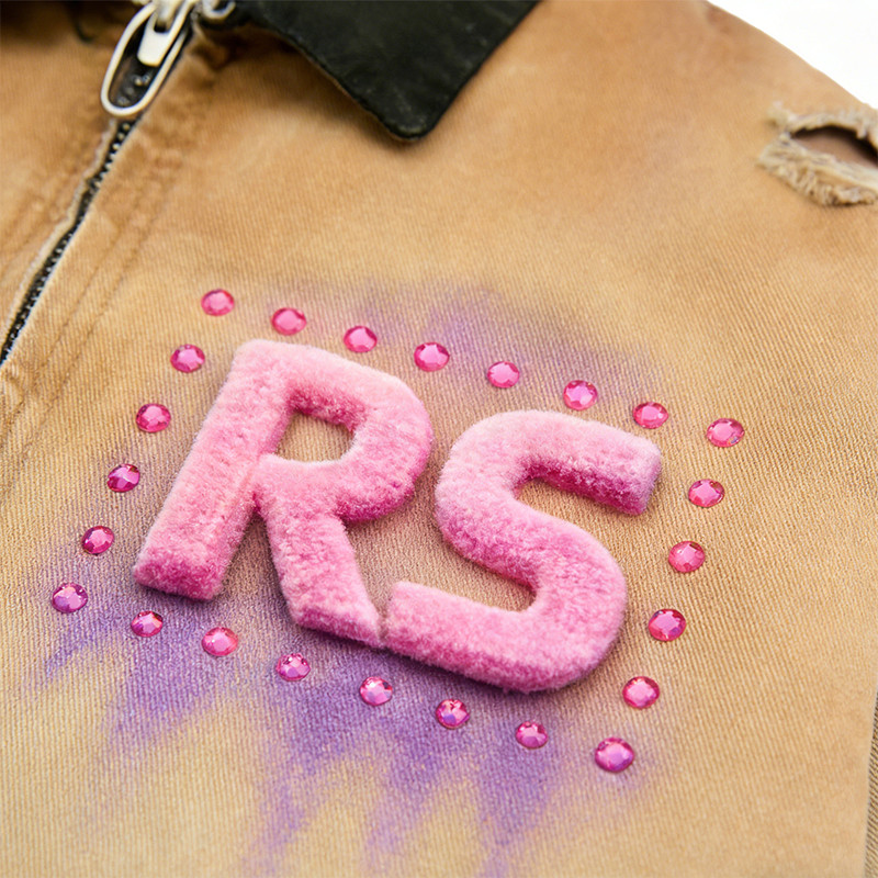 Custom Vintage Distressed Workwear Jacket with Towel Embroidery