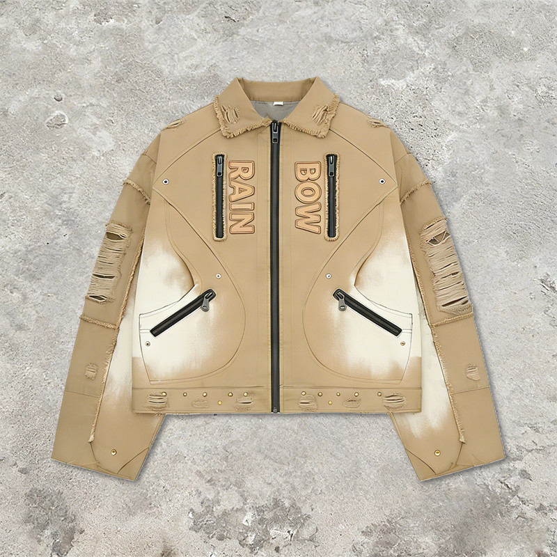 Custom Vintage Distressed Spray Paint Workwear Jacket