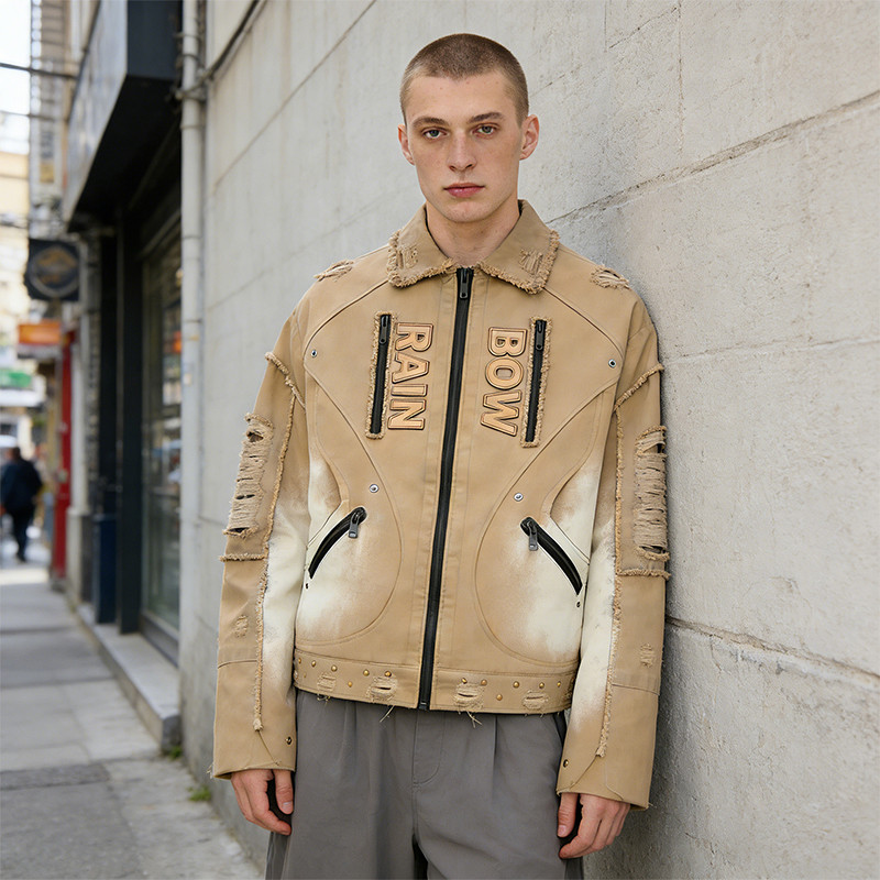 Custom Vintage Distressed Spray Paint Workwear Jacket