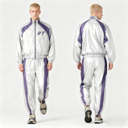 Custom Vintage Metallic Color Block Sweatpants Set | Screen Print | OEM/ODM