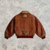 Custom Technical Washed Vintage Brown Jacket | Spray Dye | Appliqué Embroidery | OEM Streetwear