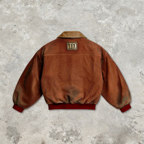 Custom Technical Washed Cargo Brown Jacket | Spray Dye | Appliqué Embroidery | OEM Streetwear