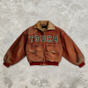Custom Technical Washed Vintage Brown Jacket | Spray Dye | Appliqué Embroidery | OEM Streetwear