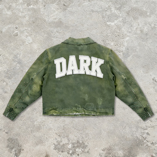 Custom Tech Cargo Distressed Ripped Jacket | Washed | Studded | 100%Cotton | Streetwear Manufacturer