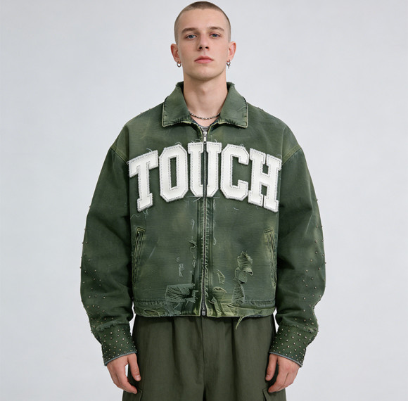 Custom Tech Cargo Distressed Ripped Jacket | Washed | Studded | 100%Cotton | Streetwear Manufacturer