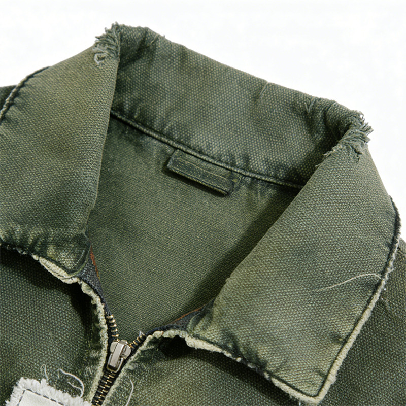 Custom Tech Cargo Distressed Ripped Jacket