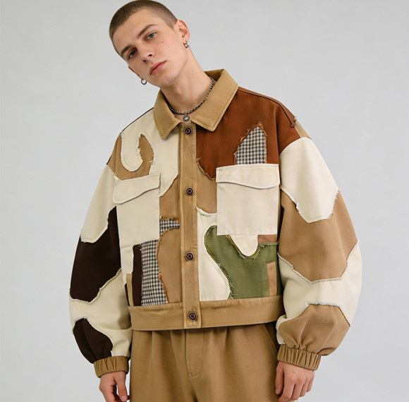 Custom Cargo Tech Patchwork Frayed Jacket | Technicalwear Patchwork | 90% Cotton 10% Polyester | Custom Streetwear