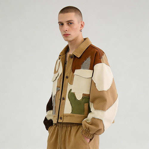 Custom Cargo Tech Patchwork Frayed Jacket | Technicalwear Patchwork | 90% Cotton 10% Polyester | Custom Streetwear