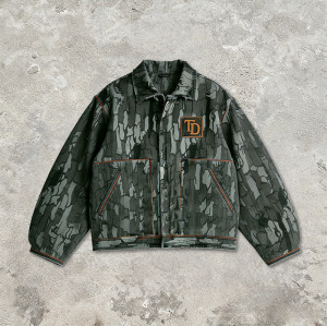 Custom Cargo Tech Digital Print Riveted Jacket | Camo Emblem | Distressed | Custom Streetwear