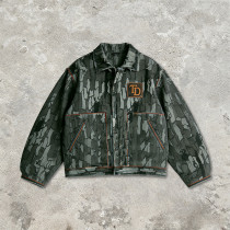 Custom Cargo Tech Digital Print Riveted Jacket | Camo Emblem | Distressed | Custom Streetwear