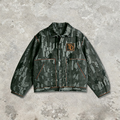 Custom Cargo Tech Digital Print Riveted Jacket | Camo Emblem | Distressed | Custom Streetwear