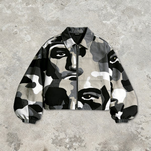 Custom Cargo Tech Digital Print Riveted Jacket | Camo Technicalwear | Cotton Blend | Custom Streetwear