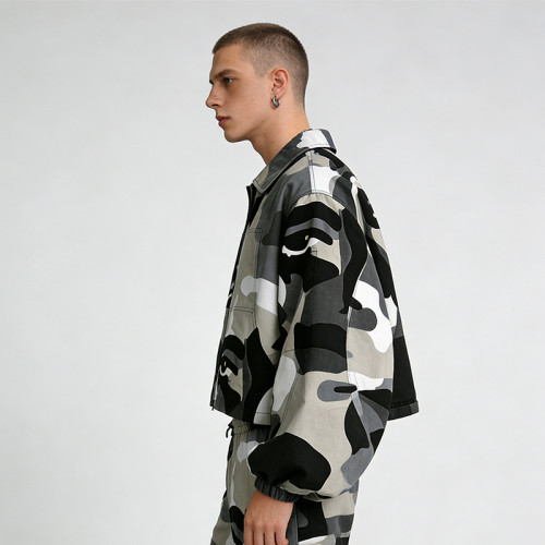 Custom Cargo Tech Digital Print Riveted Jacket | Camo Technicalwear | Cotton Blend | Custom Streetwear