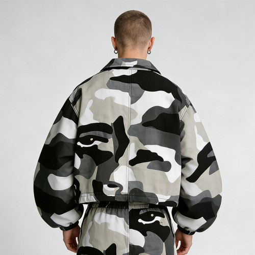 Custom Cargo Tech Digital Print Riveted Jacket | Camo Technicalwear | Cotton Blend | Custom Streetwear