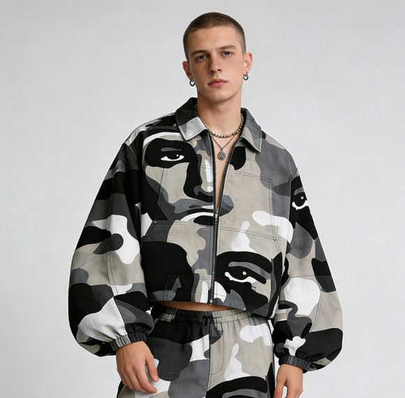 Custom Cargo Tech Digital Print Riveted Jacket | Camo Technicalwear | Cotton Blend | Custom Streetwear