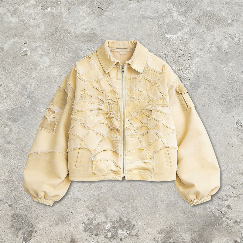 Custom Cargo Tech Patchwork Frayed Jacket