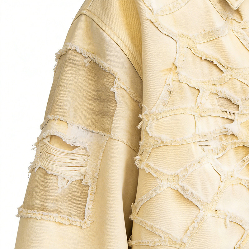 Custom Cargo Tech Patchwork Frayed Jacket
