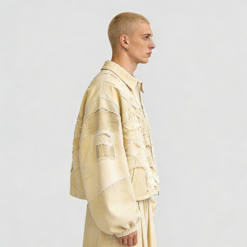 Custom Cargo Tech Patchwork Frayed Jacket | Technicalwear Patchwork | Distressed | Custom Streetwear