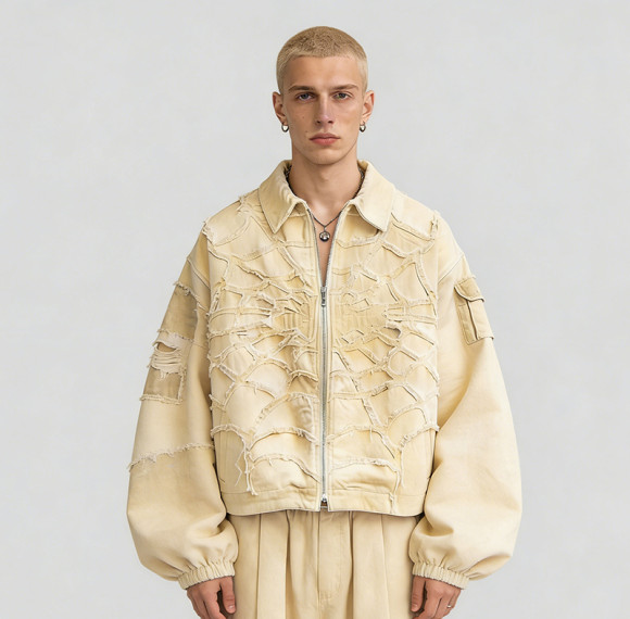 Custom Cargo Tech Patchwork Frayed Jacket | Technicalwear Patchwork | Distressed | Custom Streetwear