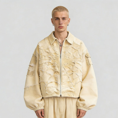 Custom Cargo Tech Patchwork Frayed Jacket | Technicalwear Patchwork | Distressed | Custom Streetwear