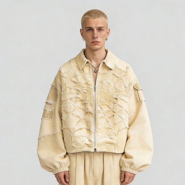 Custom Cargo Tech Patchwork Frayed Jacket | Technicalwear Patchwork | Distressed | Custom Streetwear