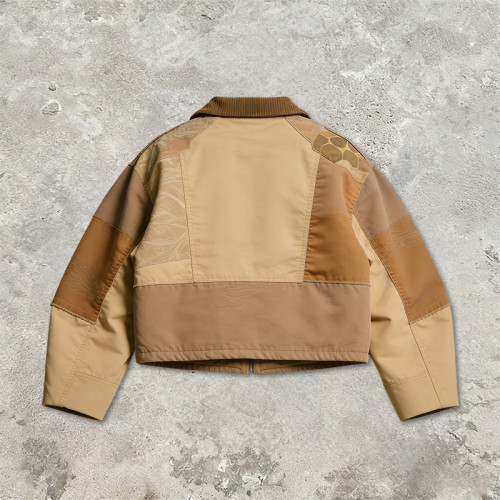 Custom Tech Cargo Patchwork Frayed Print Jacket | Technicalwear Cargo | 95% Cotton | Custom Streetwear