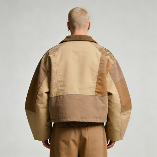 Custom Tech Cargo Patchwork Frayed Print Jacket | Technicalwear Cargo | 95% Cotton | Custom Streetwear