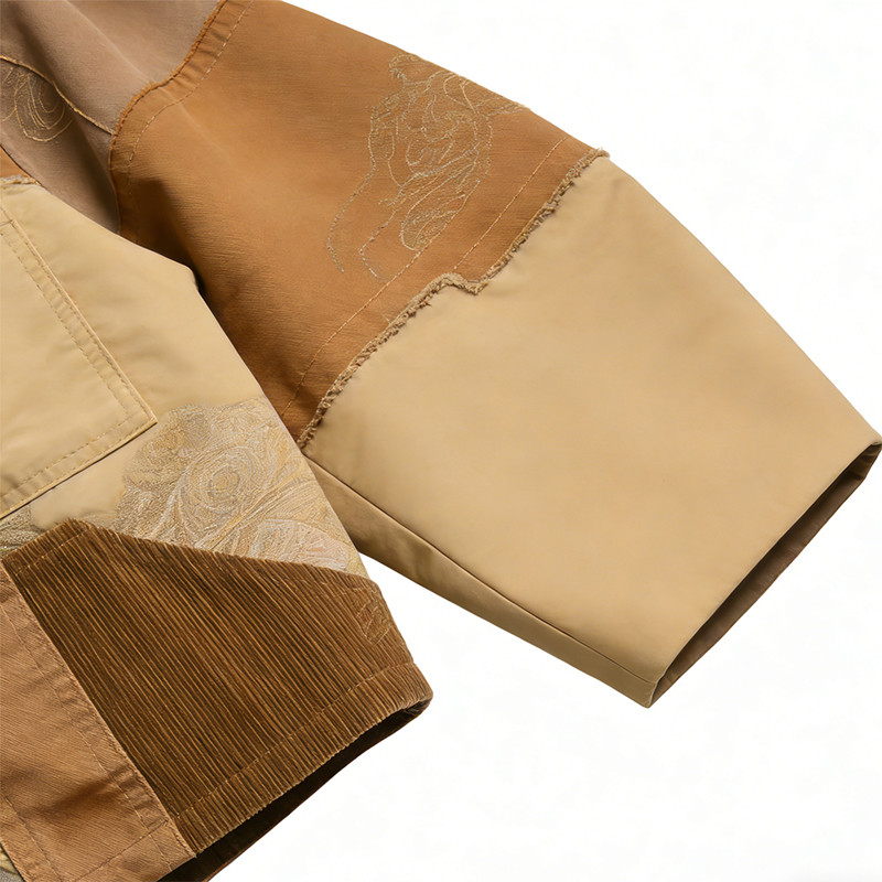 Custom Tech Cargo Patchwork Frayed Print Jacket