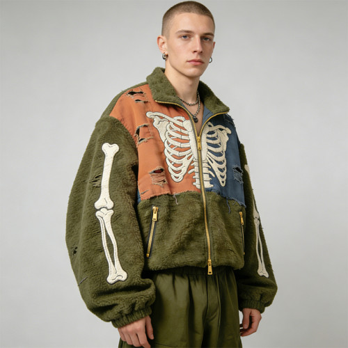 Custom Tech Cargo Patchwork Distressed Jacket | Technicalwear Utility | Applique Embroidery | Custom Streetwear