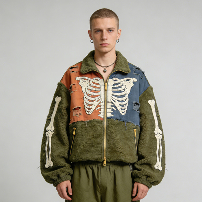 Custom Tech Cargo Patchwork Distressed Jacket | Technicalwear Utility | Applique Embroidery | Custom Streetwear